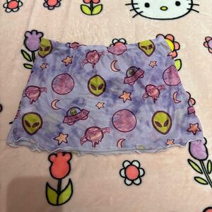 ROMWE Purple Alien Print Mini Skirt